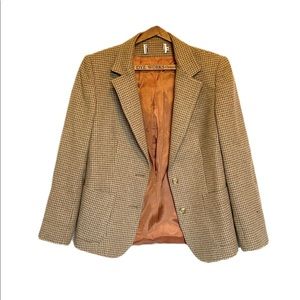 Vintage Wool Houndstooth Brown/Tan Blazer Sz 4